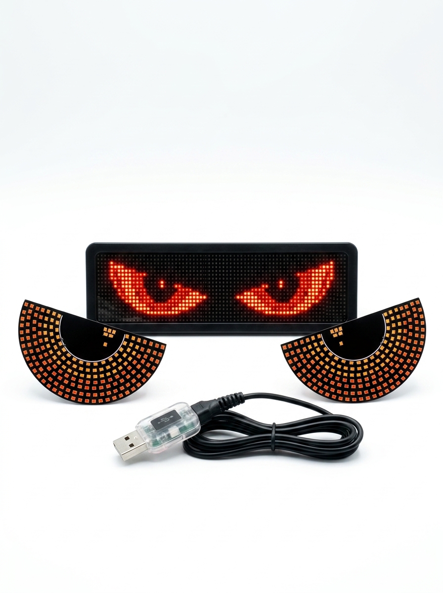 إضاءة Devil's Eye LED للسيارة USB – شاشة عيون شيطانية خلفية متعددة أوضاع الإضاءة - صورة 2