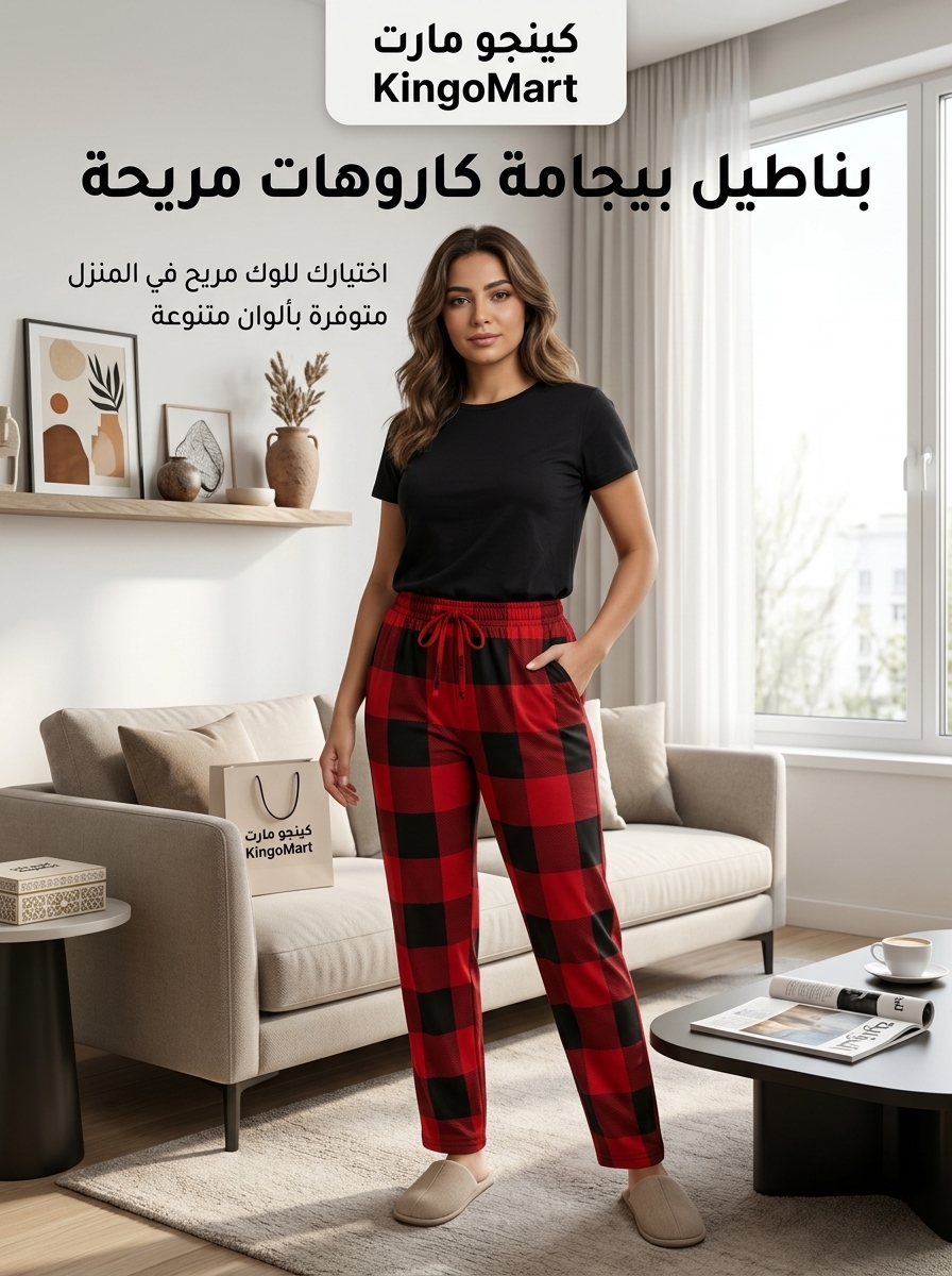 بنطلون كاروهات صيفي قطن 100% يوني سكس كابلز - كينجو مصر