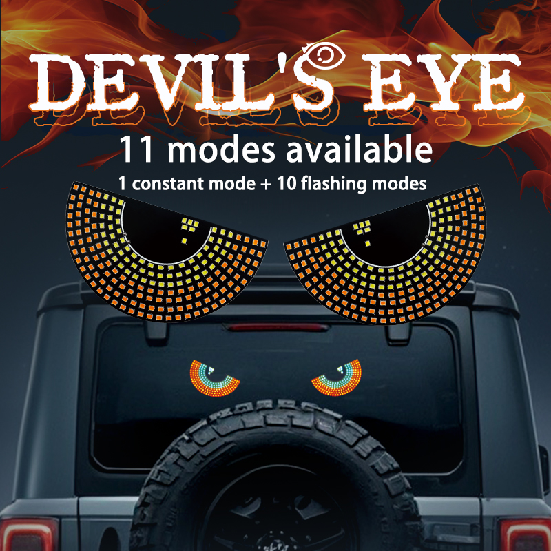 إضاءة Devil's Eye LED للسيارة USB – شاشة عيون شيطانية خلفية متعددة أوضاع الإضاءة