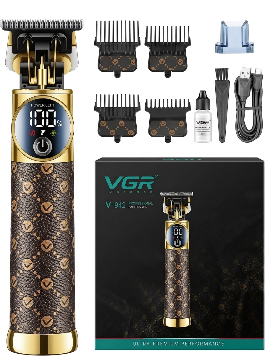 ماكينة حلاقة وتحديد VGR V-942 الأصلية – تريمر رجالي احترافي 6500RPM وبطارية 2000mAh | كينجو مارت